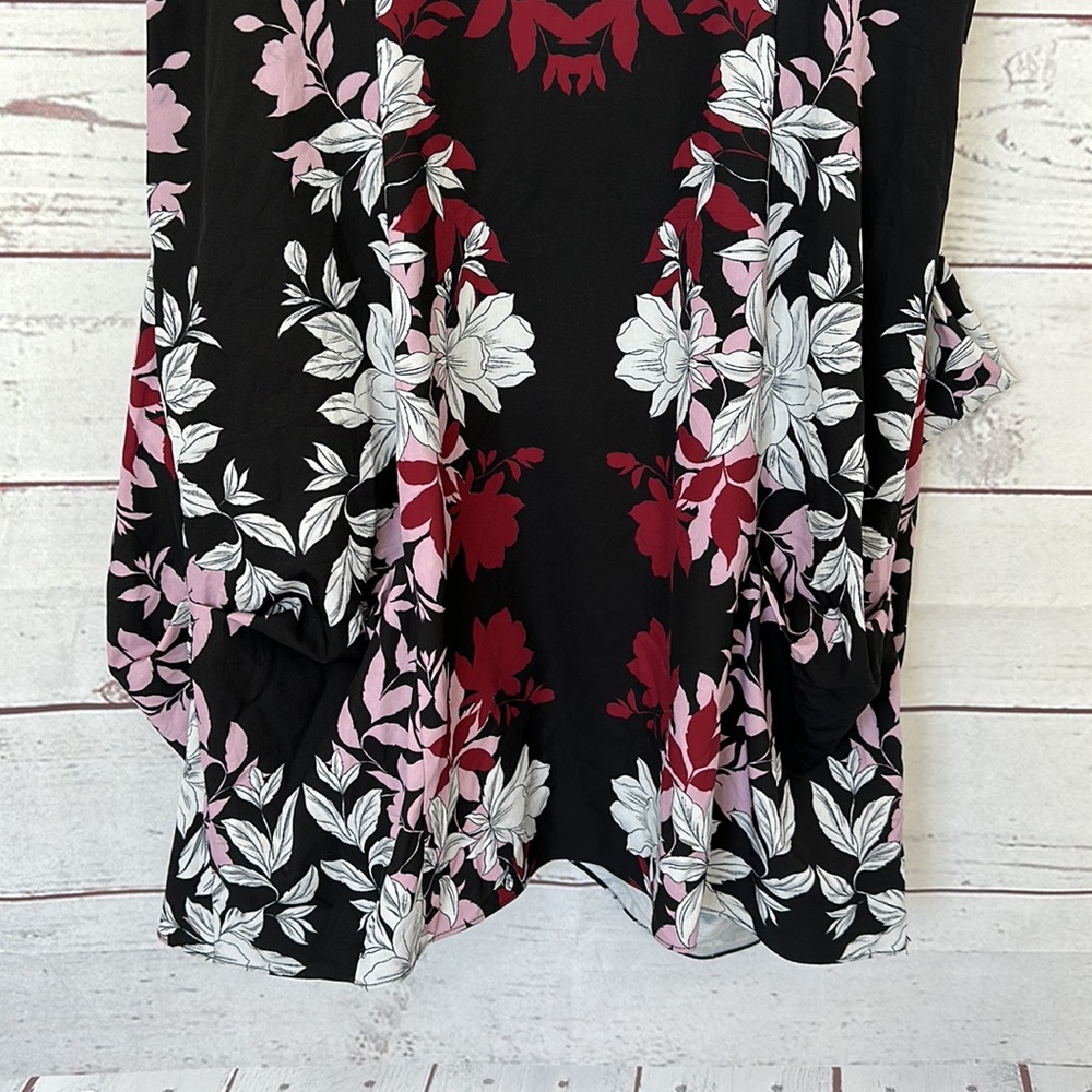City Chic Floral Zip-Front Black & Pink Dress - Picture 6 of 8